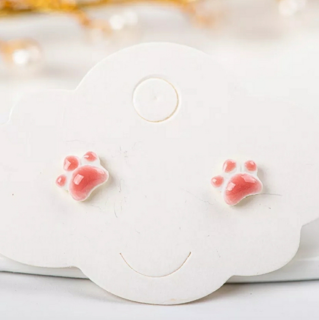 Cat/ Dog Animal Paw Print Ceramic Stud Earrings